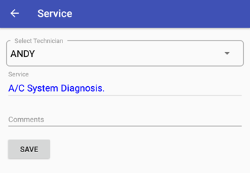 the service screen